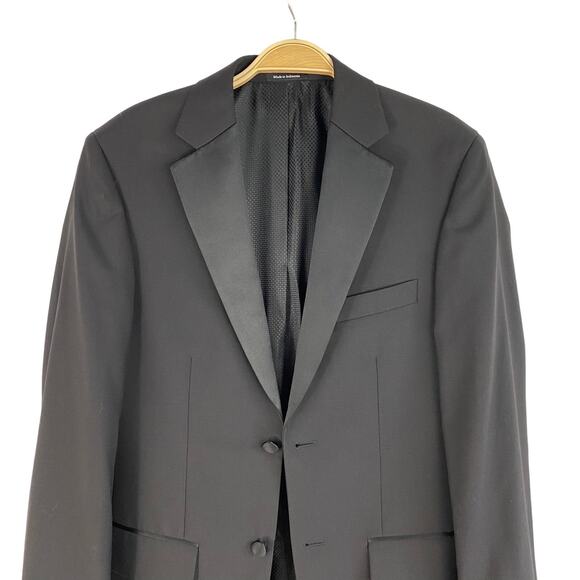 Wilke Rodriguez Blazer Sport Coat Men 36R Black Wool Blend Tuxedo Lapel Jacket - Picture 1 of 9
